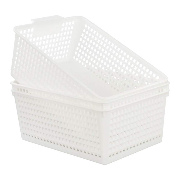 Kiddream Set of 3 White Storage Bins Plastic Baskets for