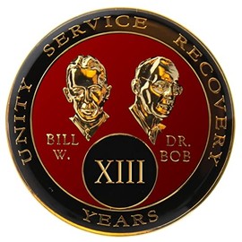 Sobriety Chip AA Bill & Bob Red Triplate (13 Year)