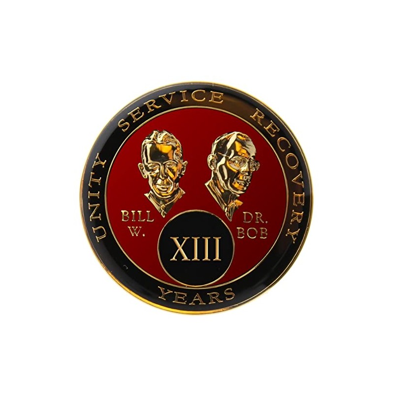 Sobriety Chip AA Bill & Bob Red Triplate (13 Year)