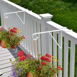Zacool Vinyl Fence Hooks-2 Pack 5 x 10 Inches Over Fence Hooks Heavy Duty White Powder Coated Steel Fence Hooks for Hanging Plants Bird Feeders,Lights,Hanging Basket,Pool Tools