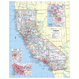 Cool Owl Maps California State Wall Map Poster Large Print Rolled (Laminated)