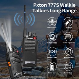 pxton 777S walkie talkies Long Range for Adults Rechargeable with Earpieces and Li-ion Battery,Two Way radios has VOX/TOT/Emergency Alarm/Battery Low Alert/Flashlight/Scan Function（4 Pack）