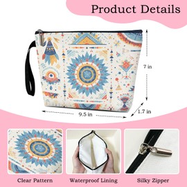 rizotus Boho Makeup Bag Travel Cosmetic Bag, Cosmetic Travel Bags For Women, Appreciation Gifts Birthday Gifts For Wife Bestie, Makeup Bag With Zipper Cosmetic Pouch Skincare Bag Toiletry Bag -A12