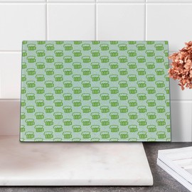 Ambesonne Green Cutting Board, Holiday Theme with Foamy Beer Glasses Celebration Fun Doodle Pattern Design, Decorative Tempered Glass Cutting and Serving Board, Small Size, Apple Green White