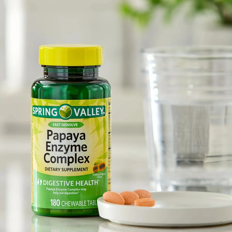 Spring Valley Papaya Enzimas Complex Salud Digestiva 180 Pz