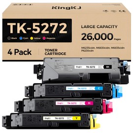 TK-5272 TK5272 Toner Cartridge 4-Pack High Yield Replacement for Kyocera TK-5272K TK-5272C TK-5272M TK-5272Y Compatible with ECOSYS M6235cidn M6630cidn M6635cidn P6230cdn Laser Printer Ink Black Color