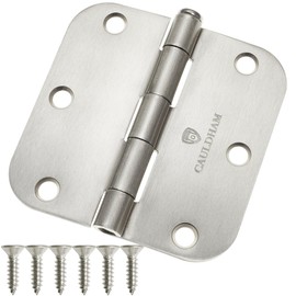 Cauldham (24 Pack) Heavy-Duty 3-1/2" Interior Door Hinges with 5/8" Radius Corners - Satin Nickel