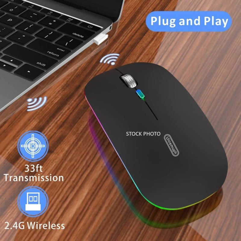 Uiosmuph LED Wireless Mouse, Uiosmuph G12 Slim Rechargeable Wireless Silent