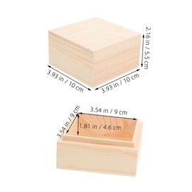 DOITOOL 2pcs Box Pine Storage Box Unfinished Decorative Boxes Unfinished Wood Container Wood Boxes for Crafts Wooden Boxes for Crafts Unfinished Wood Boxes Trinket Boxes Pine Wood Beige