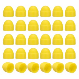 sourcing map 30Pcs Hex Nut Cover, M4x7x8.5mm Plastic Dome Nut Protection Cap Hex Screws Bolt Covers for Indoor Outdoor Furniture Automotive Bolts Decoration, Yellow