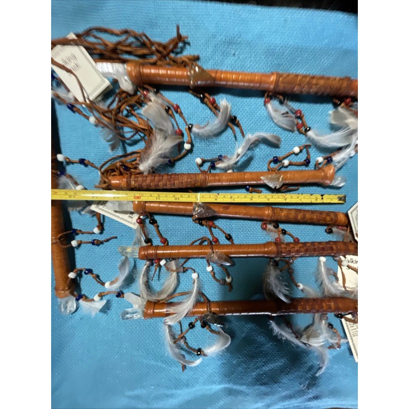 1 ONE Navajo talking stick 14" w/dangle beads & Stone