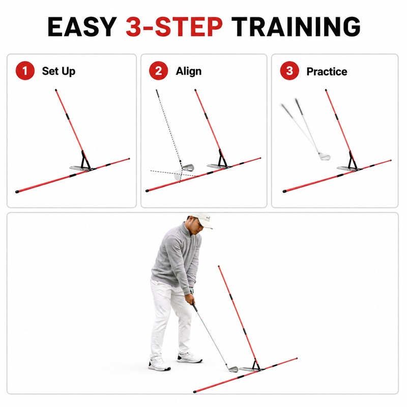 Golf Swing Alignment Trainer for Practice – Adjustable Fiberglass Rod