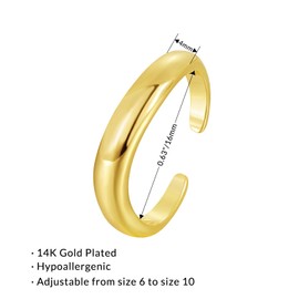 KELORIS PATH Gold Rings for Women, 14K Gold Plated Stackable Twisted Open Thin Wave Ribbed Finger Band Ring Dainty Jewelry Gifts(thick)