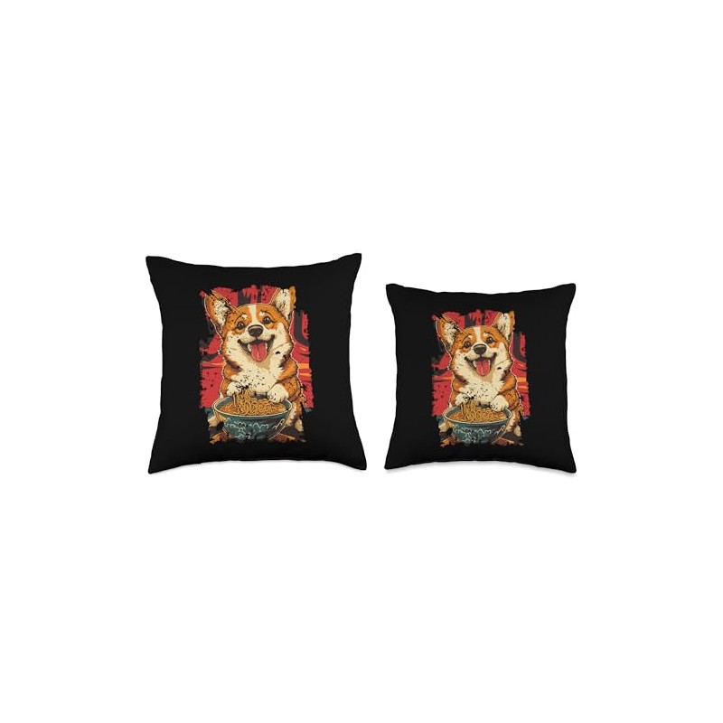 Funny Corgi - Ramen Throw Pillow