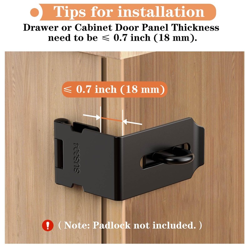 Mixizigoz 90 Degree Hasp Lock Latch, Right Angle Safe Padlock
