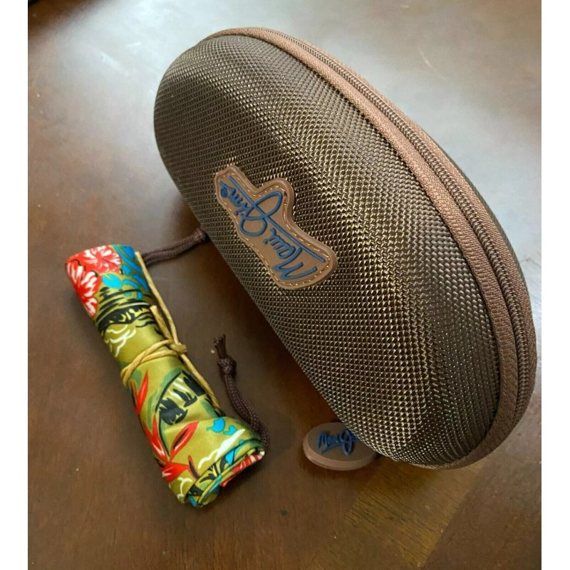 MAUI JIM LARGE Zippered Semi Hard Brown Sport SUNGLASSES CASE+POUCH