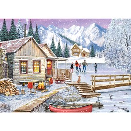 Winter at the Cabin | 1000 Piece Jigsaw Puzzle | Christmas Puzzle | Sustainable Jigsaw Puzzle for Adults | Premium 100% Recycled Board | Great Gift for Adults | Gibsons Games