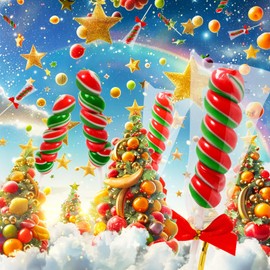 32 Pack Red-and-Green Twisty & Swirl Lollipops with Red Ribbon Bow, Festive Twist Lollipops Candy Individually Wrapped Bulk, Candy Lollipop Suckers for Christmas Stocking Stuffer & Candy Gifts