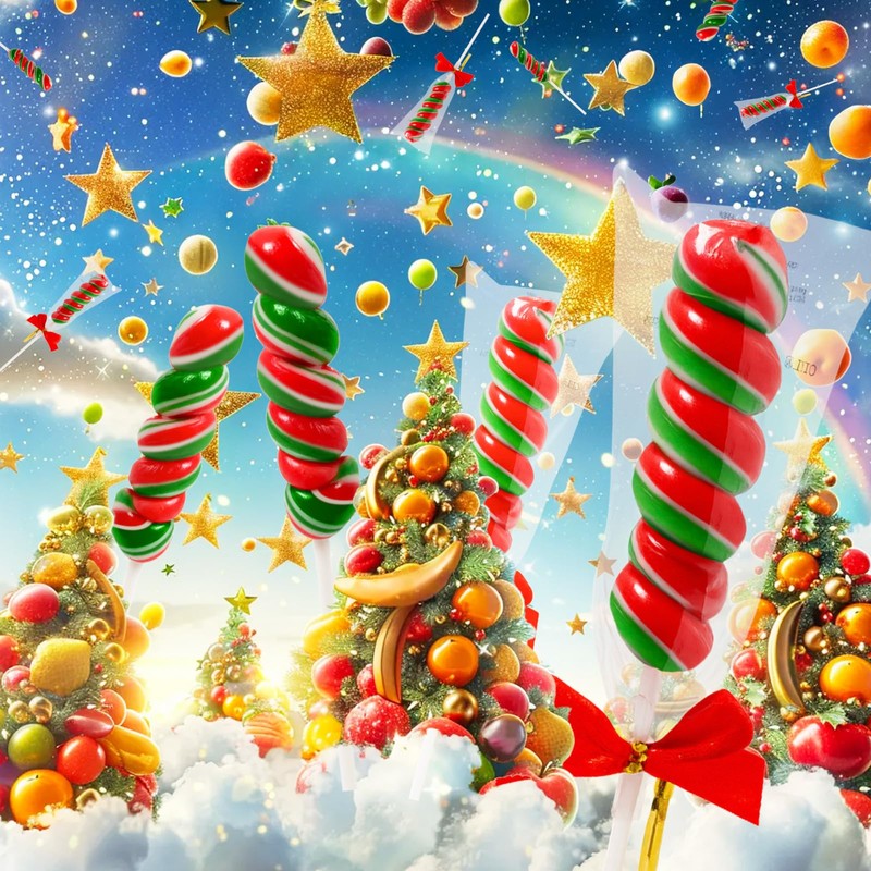 32 Pack Red-and-Green Twisty & Swirl Lollipops with Red Ribbon