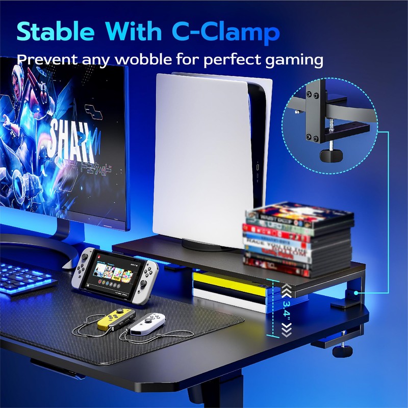 ARES WING 21.7 inches Desk Extender Shelf, 21.7"x 9.8" Versatile