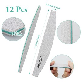 Pack of 12 Nail Files, Nail Files, Professional 180/180 Grit, Nail Files for Natural Nails, Nail Files Set, Washable and Reusable, Emery Board for Nail Care Styling, Double-Sided Professional