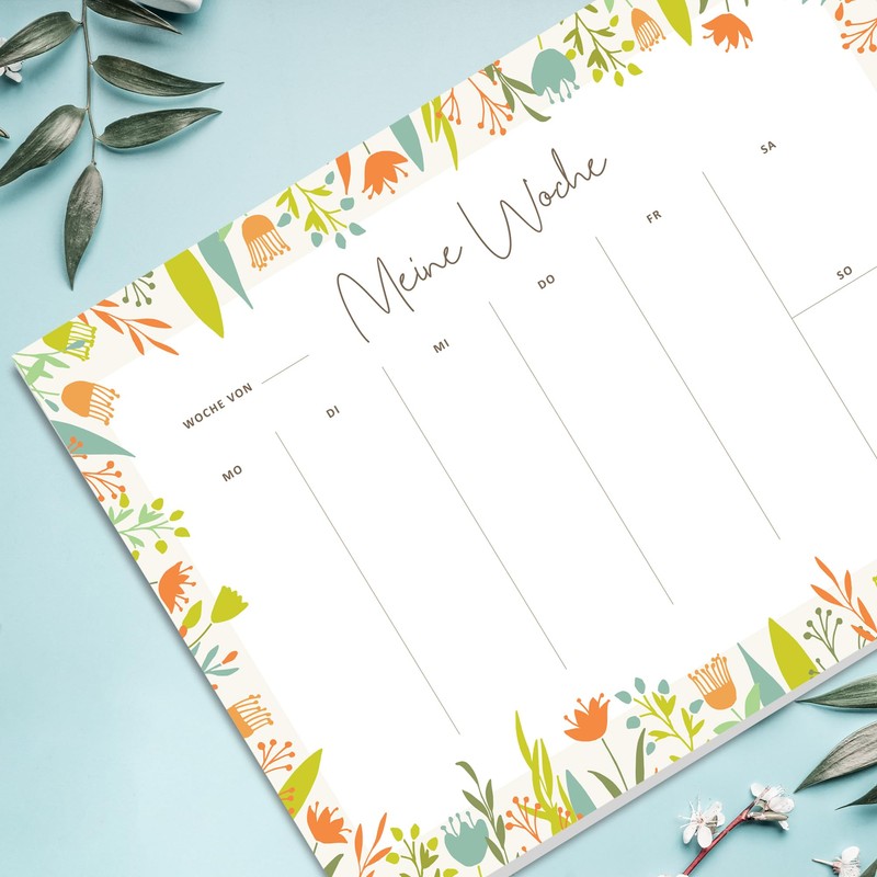 Cucoller Weekly Planner Pad A4 without Fixed Date (50 Pages),