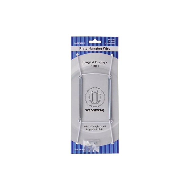 Plymor White Vinyl Finish Wall Mountable Plate Hanger, 8" H