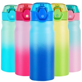 SUPPRUI Insulated Water Bottles,550ml Stainless Steel Water Bottle with Straw,Metal Water Bottle Insulated,Double Walled Water Bottle Flask Leakproof Keep Drinks Hot Cold (Blue)