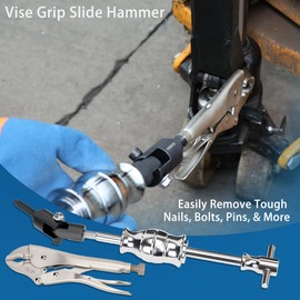 GEAROLL Locking Pliers Slide Hammer Puller Set, 9.8 in Locking Pliers 2 lb Slide Hammer with Quick Release Swivel Connector, Vise Grip Slide Hammer for Nail Bolt Pin Seal CV Axle Removal Tool