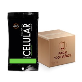 Waipy 100 Toallitas Humedas Limpia Pantallas para el Celular | Limpiador de Pantallas Práctico y Rápido | Quita Huellas, Grasa y Suciedad Acumulada | Kit de Limpieza para Celular | Pack de 10 Sobres