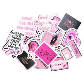 Pink Cool Girl Stickers, 30Pcs Pretty Savage Scrapbooking Stickers, Waterproof Vinyl Scrapbook Stickers, DIY Decorative Supplies Stickers for Photo Albums, Calendars, Mailboxes, Water Bottles