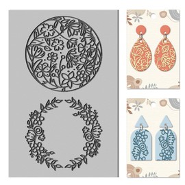 CHGCRAFT Wreath Clay Texture Mat Clay Modeling Pattern Pad Flower Texture Sheets for Polymer Clay Making Earrings Jewerly Tools, 4×2.6inch