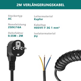 Protective contact extension, spiral extension stretches from 0.76 m