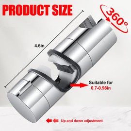 Noaxylic 2 Stück Universal Duschkopfhalterung für Duschstange, für Slide Bar 18-25 mm, Verstellbarer Durchmesser, Handbrause Halterung 360°Drehbar, ABS Material, Shower Head Holder (Silber)