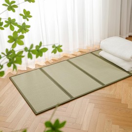 Houseables Japanese Tatami Mat, Traditional Igusa Mattress, Twin XL, 79” x 40”, Rush Grass Folding Futon, Non Slip Floor Bed, Foldable Ground Sleeping Pad, Portable Natural Mats for Sleep, Yoga, Rug