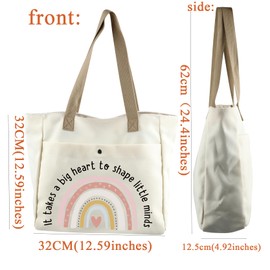 JYTAPP Teacher Appreciation Gifts Teacher Makeup Bag It Takes a Big Heart To Shape Little Minds Cosmetic Makeup Thank You Gifts (Tote Bag)