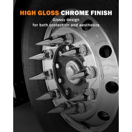 Mytracpro 33mm x 4-3/4" Spike Lug Nut Covers 60PCS, Chrome Screw On Lug Nut Caps for Semi Truck, Trailer, Tractor, Rustproof ABS with Nut Cover Socket