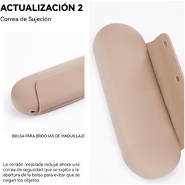 Estuche para Brochas de Maquillaje de Silicona,Soporte para Brochas de Maquillaje Magnético,Cierre Magnético Mejorado,Soporte de viaje Portátil Impermeable para Brochas (Caqui)