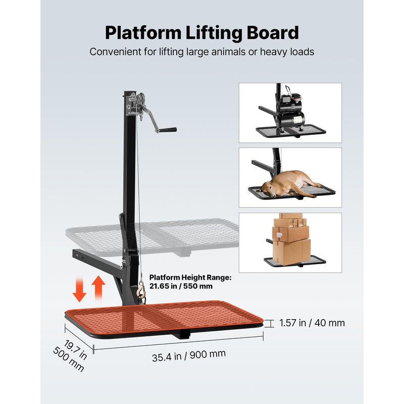 VEVOR Hitch Deer Hoist with Lifting System Platform, 300 lbs