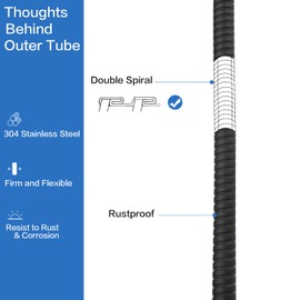 RUMOSE 69 inches Shower Hose Shower Head Extension Hose Extra Long Stainless Steel Shower Tube Attachment Flexible Handheld Shower Sprayer Hose, Matte Black