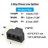 Menewstart RJ11 Cable 3 Way Telephone Splitter 3 Pack, Black,