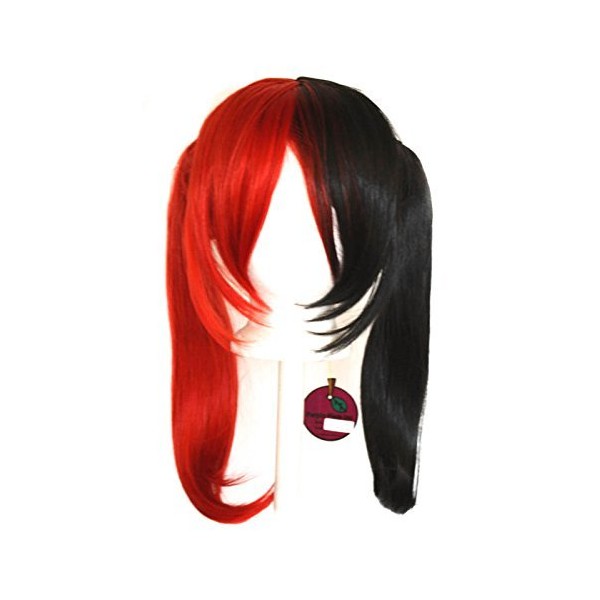 Nanako - Natural Black and Scarlet Red Split Wig 18'' Pigtails with Part and Long Bangs