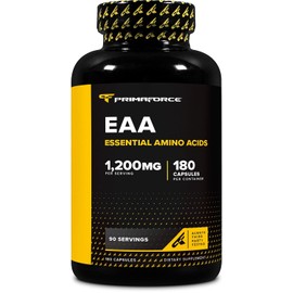 Primaforce Cápsulas EAA de 1200 mg, 180 cápsulas, 90 porciones, aminoácidos esenciales, sin Ogm, sin gluten y vegetariano