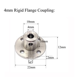 4 Pcs 4mm Rigid Flange Couplings,Rigid Guide Steel Model Coupler Accessory with Hex Wrench and Locking Screws for Various DIY Project RC Model Motors