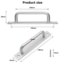 2PCS Closet Door Handles with Screws, Aluminum Alloy Sliding Barn Door Handle, Gate Door Handle, Sliding Door Pull Handle for Cabinet Door （Silver）