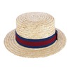 CTM Straw 2 Inch Brim Boater Hat with Navy Band