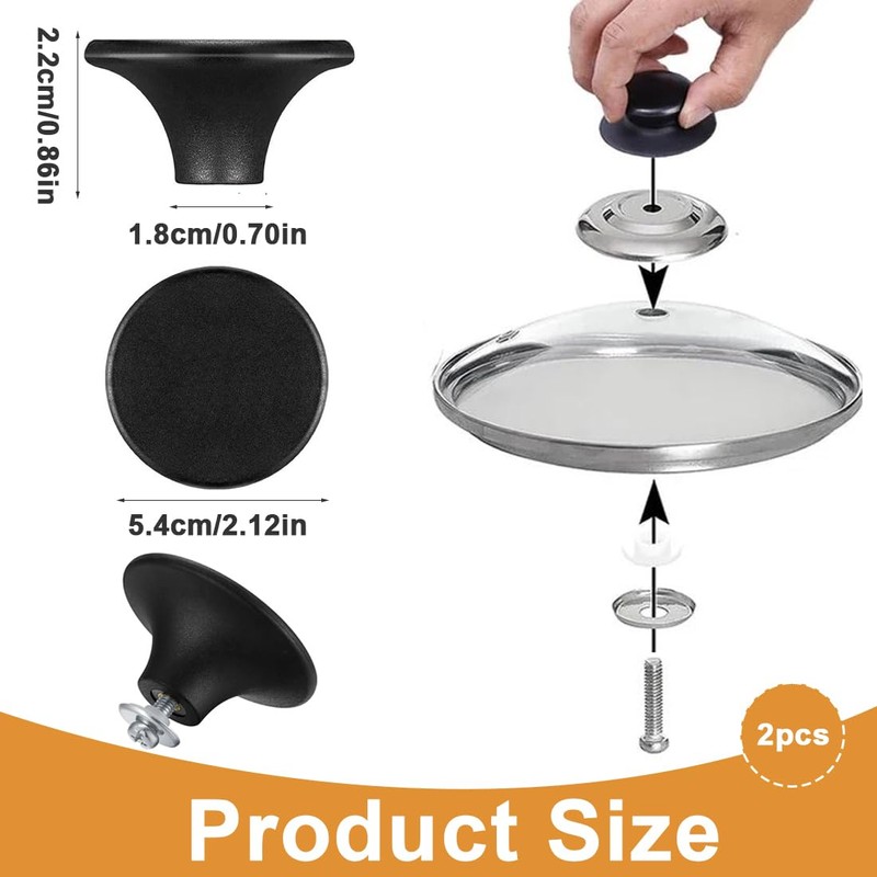 Universal Stainless Steel Replacement Knob Handles, 2 Pcs Pot Lid