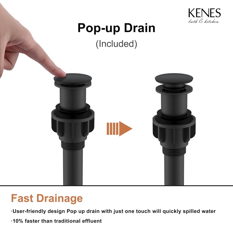 KENES Matte Black Bathroom Faucet Single Handle Tall Vessel Sink