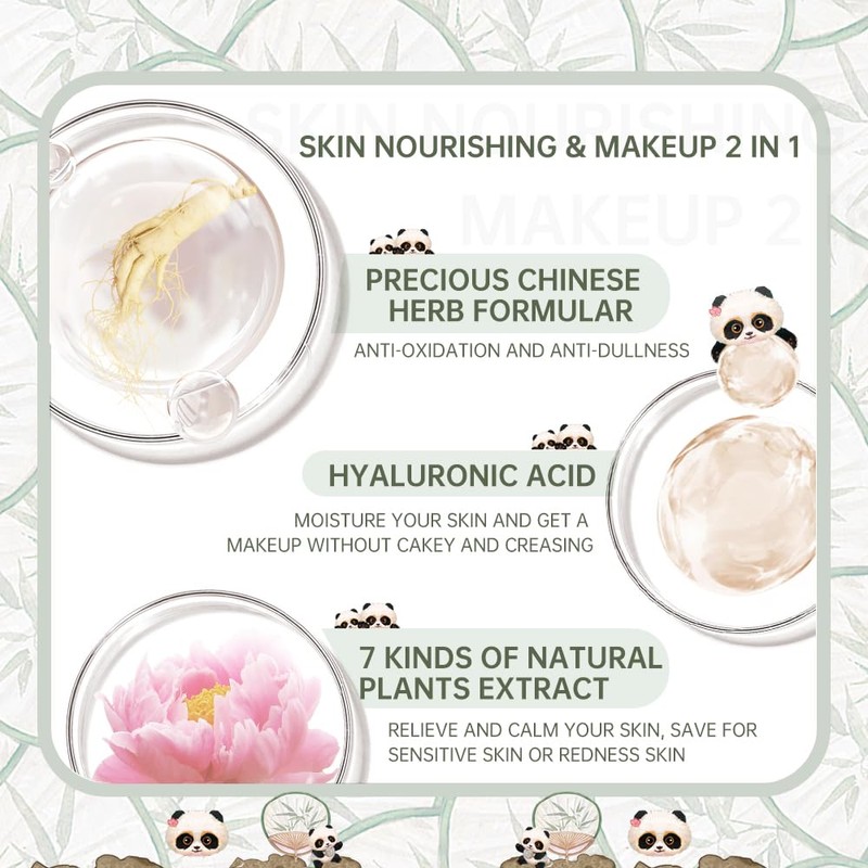 CATKIN Panda Land Air Cushion Foundation with Full Coverage, Breathable,