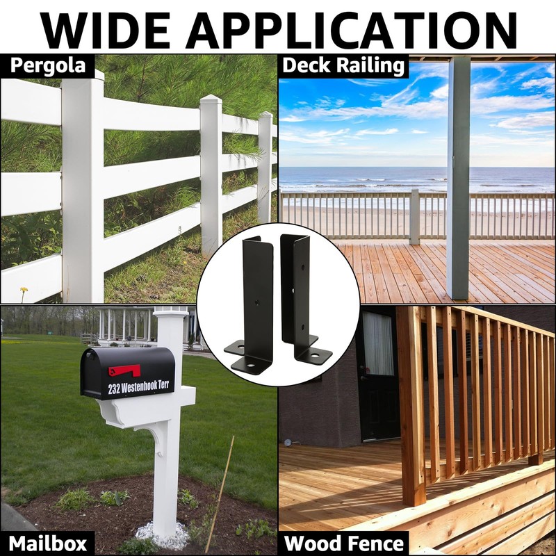 AKOLAFE 4PCS Concrete Post Bracket with Screw 5” Pergola Brackets